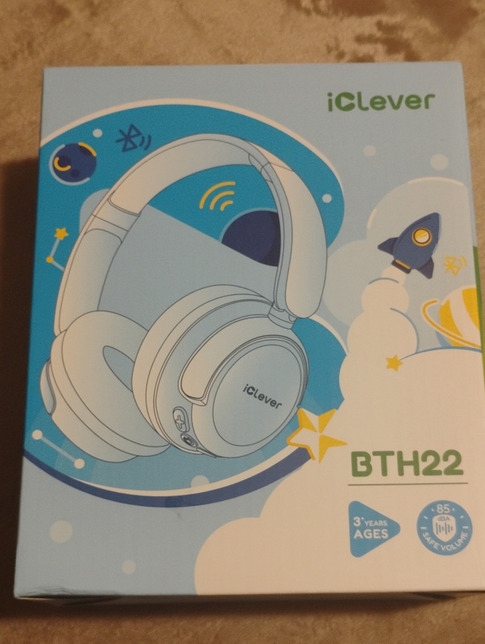 BTH22 Over-Ear Headphones in Light Blue - Safe Volume for Kids